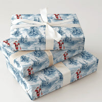 SUP Christmas Gift Wrap, Paddleboarding Santa Wrapping Paper, Winter Forest Holiday Present Paper, Adorable Coastal Xmas Gift Wrap Roll