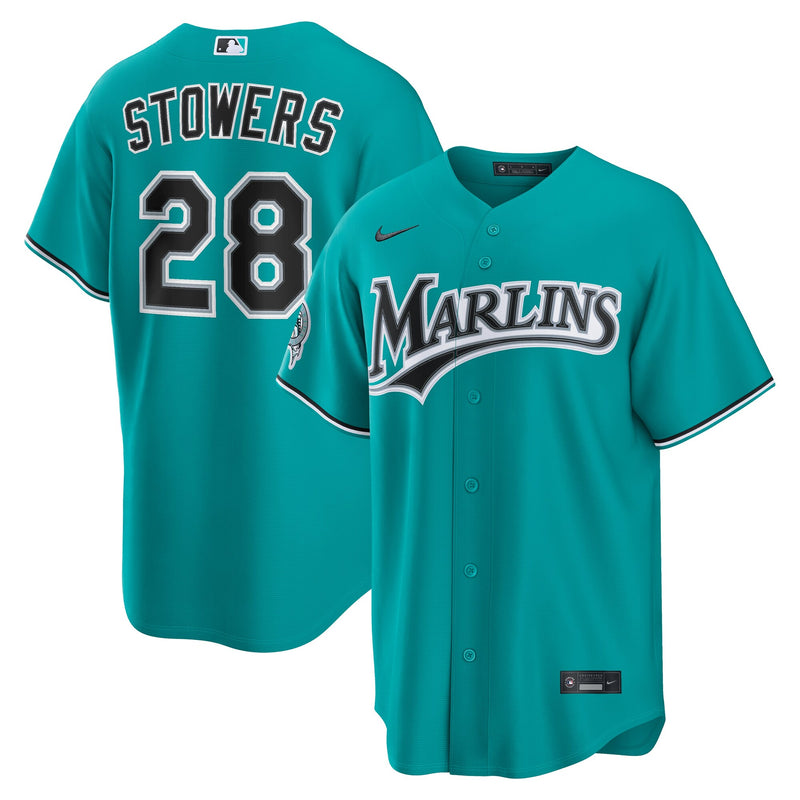 Miami Marlins Kyle Stowers Teal Alternate Stadium Jersey
