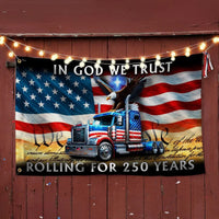 250 Years America Flag | Truck Driver Patriotic House Flag | In God We Trust Eagle Design | UV-Resistant Polyester Garden Flag