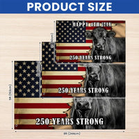 Black Angus Cattle Flag | 250 Years Strong Patriotic American Farm Flag | UV-Resistant Polyester | Ranch & Farm Decor Gift
