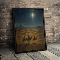 Star of Bethlehem Canvas Wall Art, Three Wise Men Canvas Print, Christian Nativity Scene Canvas, Religious Christmas Holiday Wall Decor