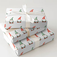 Red Green Holiday Gift Wrap, Watercolor Christmas Gnome Wrapping Paper, Adorable Gnome Pattern Wrapping Paper, Festive Xmas Gift Wrap