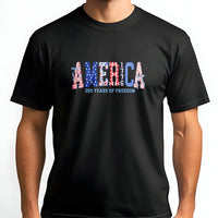 America 250 Years of Freedom T-Shirt | Patriotic Patterned Typography Design | Soft 100% Cotton Tee | 4th of July Gift for Patriots