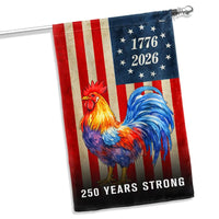 Patriotic Rooster Garden Flag 250 Years Strong | 1776-2026 American Flag Design | Double-Sided Polyester | USA Semiquincentennial Gift