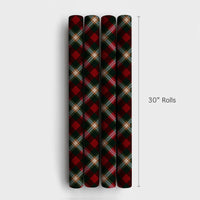 Diagonal Plaid Christmas Gift Wrap, Red and Green Tartan Wrapping Paper, Traditional Holiday Wrapping Paper, Classic Winter Gift Wrap Roll