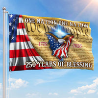One Nation Under God House Flag | 250 Years Of Blessing 1776-2026 | UV-Resistant Polyester | Patriotic Home Decor
