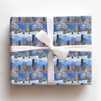 Willis Tower Snowy Gift Wrap, Chicago Skyline Christmas Wrapping Paper, Winter City Holiday Wrapping Paper, Chicago Lover Present Wrap Roll