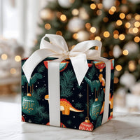 Festive Dino Holiday Gift Wrap, Dinosaur Ornament Christmas Wrapping Paper, Adorable Winter Dinosaur Wrapping Paper, Kids Holiday Gift Wrap Roll