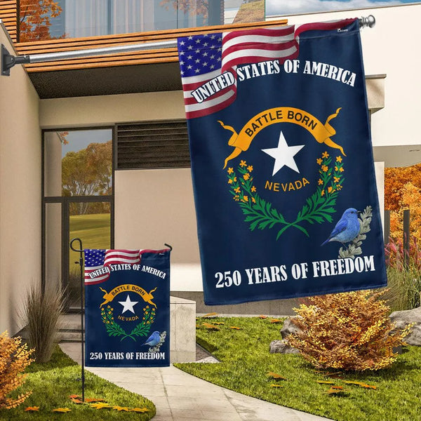 Nevada State Flag Garden Flag | 250 Years of Freedom Commemorative | Double-Sided Polyester | Patriotic Outdoor Decor for Nevada Residents