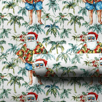 Hawaiian Beach Santa Gift Wrap, Tropical Santa Wrapping Paper, Christmas Wrapping Paper Roll, Coastal Holiday Gift Wrap, Summer Xmas Paper