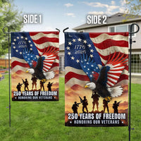 Veterans Day Garden Flag | 250 Years of Freedom Eagle & US Flag Design | Double-Sided Polyester | Patriotic Military Tribute Gift