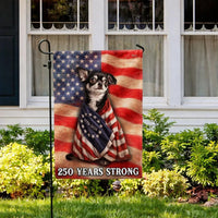 Chihuahua Patriotic Garden Flag | 250 Years Strong USA Anniversary | Double-Sided Weather-Resistant Polyester | Dog Lover Gift