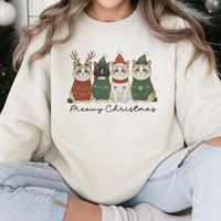 Festive Reindeer Kitties Holiday Sweater, Meowy Christmas Cat Sweatshirt, Adorable Xmas Cat Crewneck Pullover, Humorous Christmas Cat Lover Present