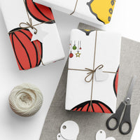 Holiday Doodle Gift Wrap, Christmas Ornaments Wrapping Paper, Festive Xmas Present Wrap, Hand Drawn Christmas Wrapping Paper Roll