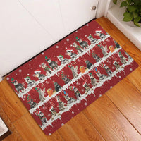 Snowflake Xmas Tree Welcome Mat, Schnauzer Christmas Doormat, Winter Holiday Dog Door Mat, Schnauzer Entry Rug, Dog Mom Xmas Present