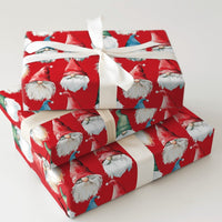 Watercolor Holiday Wrapping Paper, Red Christmas Gnome Wrapping Paper, Whimsical Scandinavian Gift Wrap, Adorable Winter Gnome Wrapping Paper