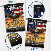 God Bless America Garden Flag | 250 Years Freedom 1776-2026 | Eagle Cross Patriotic Design | Premium Polyester Double-Sided | Christian Americana Gift