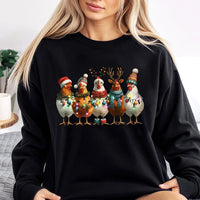 Festive Farm Animal Holiday Sweater, Christmas Chicken Lights Sweatshirt, Adorable Xmas Farmer Pullover Crewneck, Homestead Holiday Present