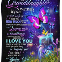 Galaxy Stars Fleece Blanket, To My Granddaughter Butterfly Blanket, Sentimental Grandparent Throw Blanket, Christmas Present for Her