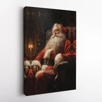 Sleeping Santa Portrait Canvas Print, Vintage Santa Claus Wall Art, Christmas Holiday Wall Decor, Digital Download Xmas Poster Present