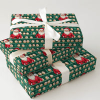 Green Sports Shelf Gift Wrap, Santa Baseball Christmas Wrapping Paper, Holiday Baseball Wrapping Paper, Fan Xmas Present Wrapping Paper