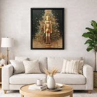 Christmas Tree Canvas Print, Golden Nutcracker Canvas Wall Art, Festive Nutcracker Wall Art, Holiday Portrait Canvas, Xmas Living Room Present