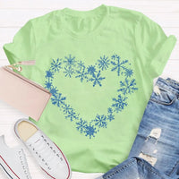 Winter Snow Day Graphic Tee, Snowflake Heart T-Shirt, Adorable Snowflake Heart Shirt, Comfy Holiday Winter Season Tee, Christmas Snow Lover Present