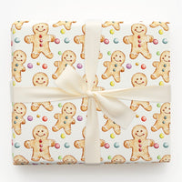 Christmas Cookie Gift Wrap, Watercolor Gingerbread Man Wrapping Paper, Holiday Gingerbread Wrapping Paper, Adorable Xmas Gift Wrap Roll