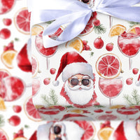 Christmas Cocktail Holiday Gift Wrap, Cool Santa Sunglasses Wrapping Paper, Tropical Holiday Wrapping Paper, Humorous Secret Santa Gift Wrap