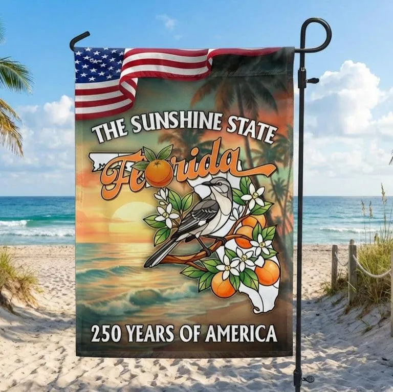 Florida Garden Flag | 250 Years of America Sunshine State | Double-Sided UV-Resistant Polyester | Patriotic Outdoor Decor Gift
