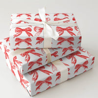 Watercolor Bows Gift Wrap, Red Bow Wrapping Paper, Festive Holiday Bow Wrapping Paper, Christmas Gift Wrap, Elegant Birthday Present Paper