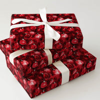 Watercolor Christmas Wrapping Paper, Red Ornament Wrapping Paper, Festive Bauble Gift Wrap, Elegant Holiday Present Wrap Roll