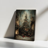 Moody Dark Academia Holiday Print, Victorian Christmas Tree Canvas Art, Gothic Christmas Wall Art, Vintage Holiday Decor Digital Download