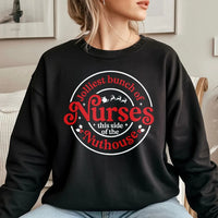 Humorous Nurse Christmas Sweater, Jolliest Bunch of Nurses Sweatshirt, RN Holiday Crewneck, Nurse Christmas Present, Nuthouse Nurse Pullover