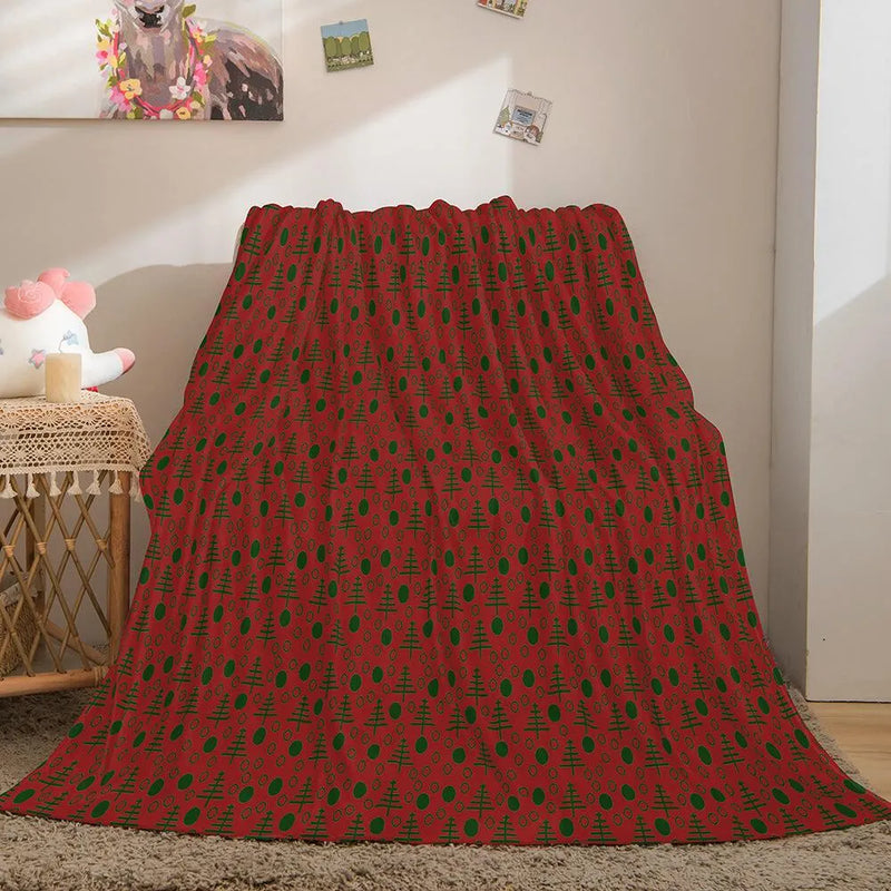 Festive Holiday Fleece Blanket, Merry Christmas Tree Throw Blanket, Winter Seasonal Plush Blanket, Comfy Couch Bedspread, Christmas Present