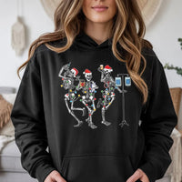 Humorous Medical Santa Skeleton Hooded Sweatshirt, Dancing Skeleton Nurse Christmas Hoodie, Healthcare Holiday Hoodie, Nurse Christmas Present