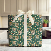 Mountain Lion Holiday Gift Wrap, Cougar Christmas Lights Wrapping Paper, Festive Cougar Paper Roll, Wildlife Animal Christmas Wrapping Paper