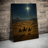 Star of Bethlehem Canvas Wall Art, Three Wise Men Canvas Print, Christian Nativity Scene Canvas, Religious Christmas Holiday Wall Decor