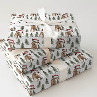Equestrian Santa Hat Pine Tree Gift Wrap, Horse Christmas Wrapping Paper, Watercolor Horse Wrapping Paper, Country Holiday Horse Gift Wrap