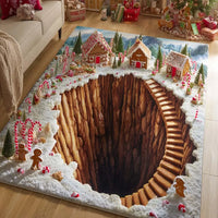 Gingerbread House Christmas Rug, Sugar Hill Chalet Area Rug, Candy Village Winter Floor Rug, Holiday Season Living Room Decor