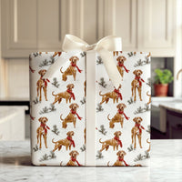 Festive Red Scarf Gift Wrap, Vizsla Dog Wrapping Paper, Winter Holiday Puppy Wrapping Paper, Christmas Wrapping Paper for Dog Lovers