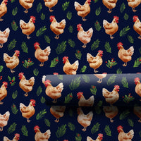 Farmhouse Rooster Gift Wrap, Christmas Chicken Wrapping Paper, Rustic Holiday Hen Wrapping Paper, Poultry Lover Festive Gift Wrap Roll
