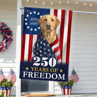 Patriotic Labrador Garden Flag | 250 Years of Freedom Anniversary 1776-2026 | Double-Sided American Flag Dog Decor | Gift for Lab Lovers