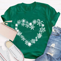 Winter Snow Day Graphic Tee, Snowflake Heart T-Shirt, Adorable Snowflake Heart Shirt, Comfy Holiday Winter Season Tee, Christmas Snow Lover Present
