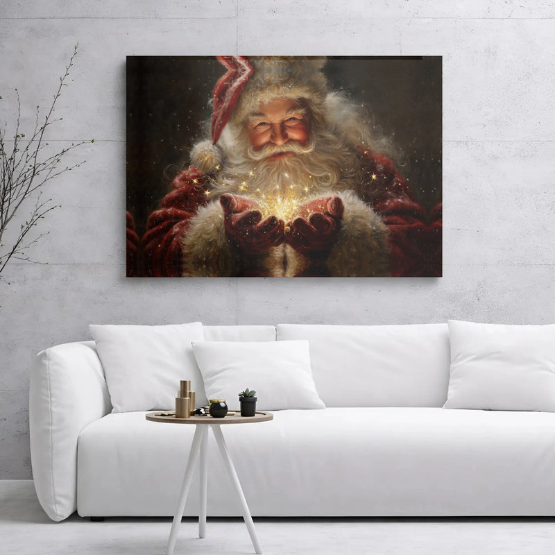Magical Christmas Glowing Canvas, Santa Claus Canvas Wall Art, Holiday Decor Wall Art, Festive Christmas Home Decor