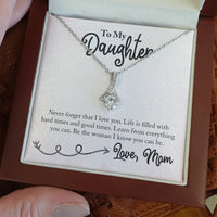 Ribbon Pendant Necklace, To My Daughter Necklace, Cubic Zirconia Ribbon Necklace, Keepsake Mom to Daughter Jewelry, Birthday Christmas Present