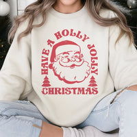 Holly Jolly Santa Graphic Crewneck, Retro Santa Christmas Sweatshirt, Vintage Holiday Aesthetic Pullover, Festive Xmas Present for Her