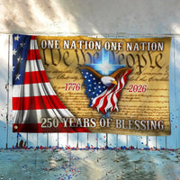 One Nation Under God House Flag | 250 Years Of Blessing 1776-2026 | Double-Sided Polyester | Patriotic Home Decor Gift