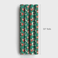 Teal Martial Arts Christmas Gift Wrap, Karate Santa Wrapping Paper, Black Belt Santa Wrapping Paper, Humorous Holiday Karate Fighter Gift Wrap