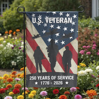 U.S. Veteran Garden Flag | Patriotic 250 Years of Service Design | Double-Sided Weather-Resistant Fabric | Memorial Day Gift for Military